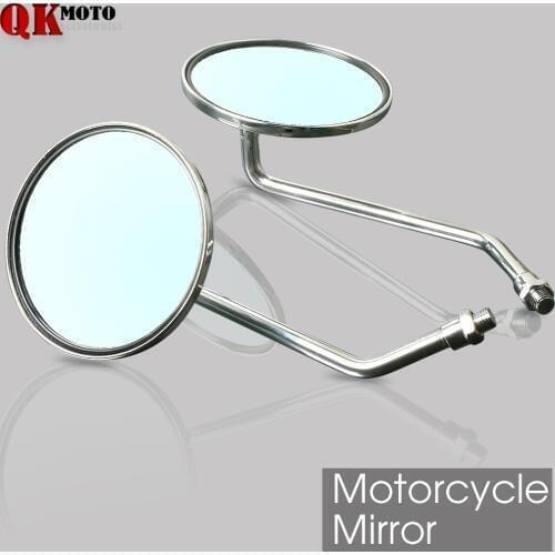 New Aluminum M10 Universal Motorcycle Round Side Handlebar Rear View Mirrors Chrome for Yamaha YZF R1 R6 1998-2007 2006 2005