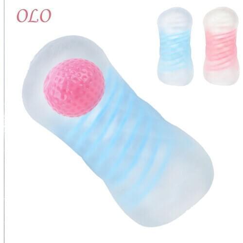OLO Jelly Vagina Real Pussy Hole Channel Penis Stimulating Spiral Suck Male Masturbators Red Ball Massage Aircraft Cup