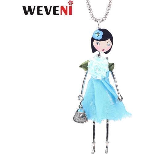 WEVENI Original Original Fabric Dress Alloy Doll Girl Necklace Pendants Chain Collar Hot Handmade Trendy Jewelry For Women