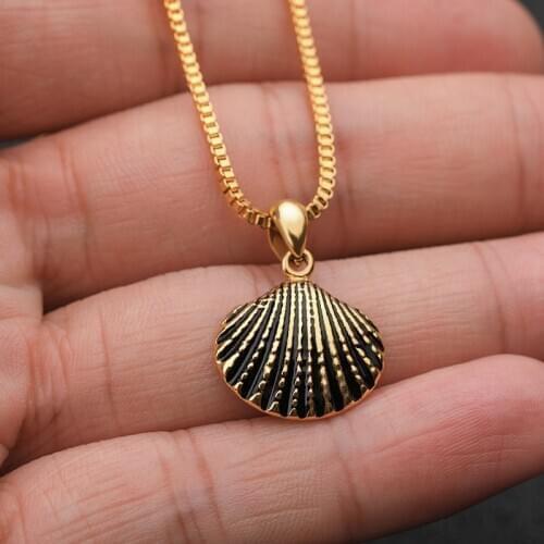 Scallop Shell Necklace For Women Girls Dainty Gold Chain Ketting Necklaces Pendents BFF Jewelry Long Statement Collares Mujer