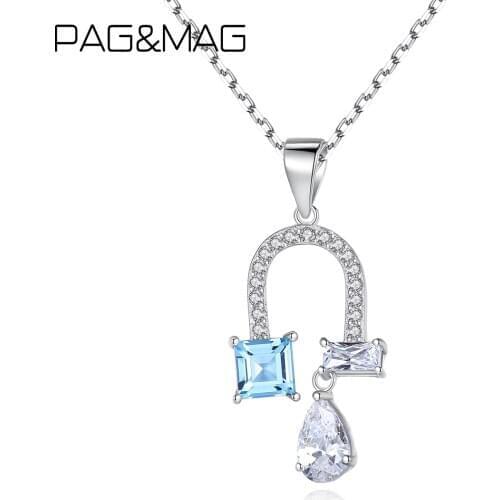 PAG&MAG 925 Sterling Silver Minimalism Cubic Zircon Pendant & Necklace For Women Choker Necklace Silver 925 Fine Jewelry Gift
