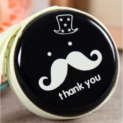 Party candy bag Multi-Function Beard Pattern Round Mini Coin Purse Earphone Cases children kids Zippper Wallet Christmas favor