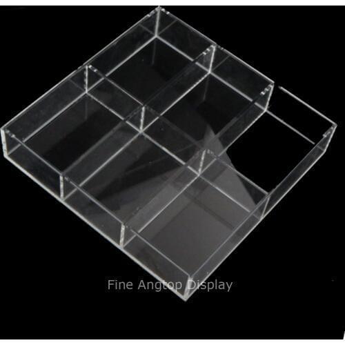 Clear Small Acrylic Tray for Decorative Display Countertop Jewelry Beads Organizer Tray With 6 Dividers