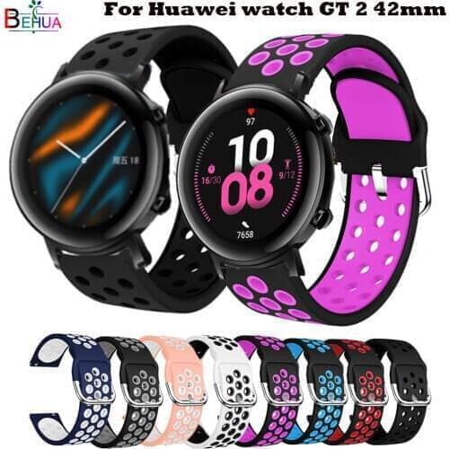 20mm Sport colorful Silicone watchBand For Huawei watch GT 2 42mm Smartwatch Replacement Strap for Amazfit BIP lite Accessories