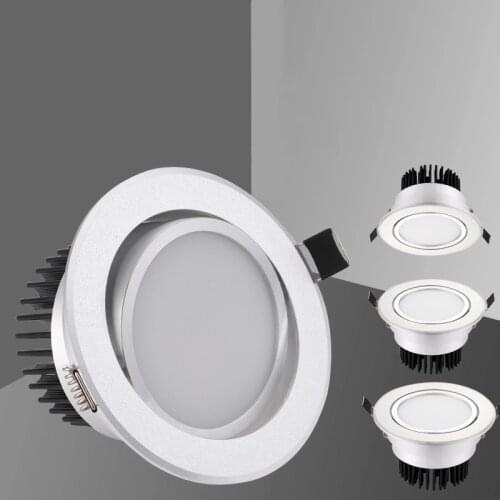 Silver Dimmable Recessed LED Spot Light COB 3W / 5W / 7W / W 12W 15W Recessed LED Ceiling Spot Light 3000K 4000K 6000K AC90-265V