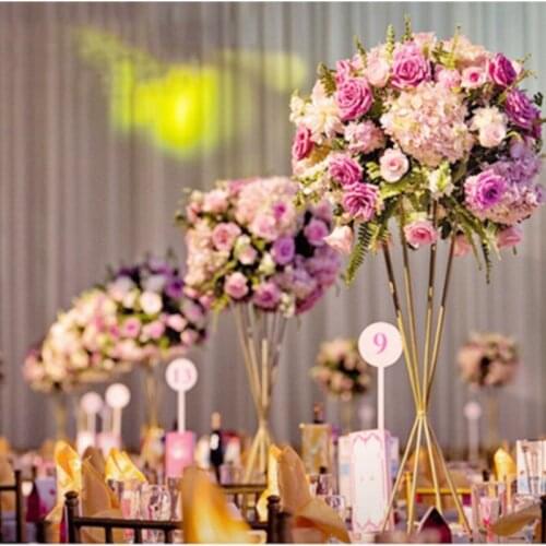 60CM Tall Wedding Metal Gold Flower Vase Column table Stand for Wedding Centerpiece Decoration
