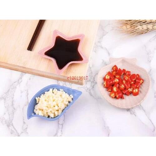 Wheat Straw Seasoning Dish Conch Shell Starfish Sauces Plate Snacks Dish Storage Trays Plate Saucer Food Container