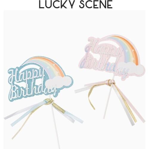Cake Decoration Creative Laser Rainbow Birthday Cards Party Supplies S01093
