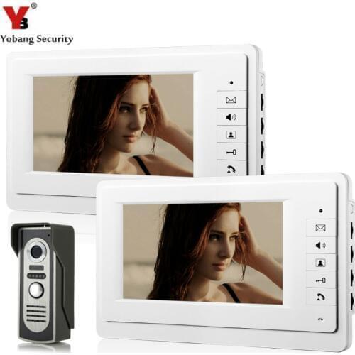 SmartYIBA Home Security Video Intercom 7''Inch Monitor Wired Video Door Phone Doorbell Entry Intercom System 2 Monitor 1 Camera