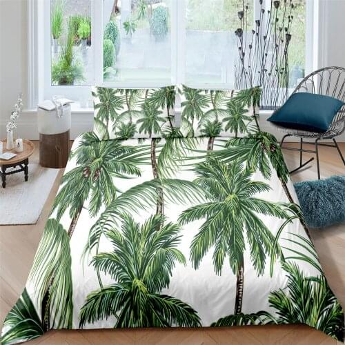 Green Leaves Ins Fashion Bedding Set Modern 3D Print Comforter Luxury Queen King Single Size Duvet Cover Set Home Textile Decor