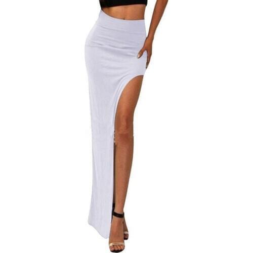 Women Sexy Wrap Skirt Open Side Split Pencil Bodycon Skirt Woman High Waist Maxi Skirt Gonne Donna Faldas Ladies Skirts