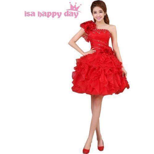 Hot sale fashion robe mariage yellow red teen girls tulle party dress for young ladies teens dresses short bride maids B2141