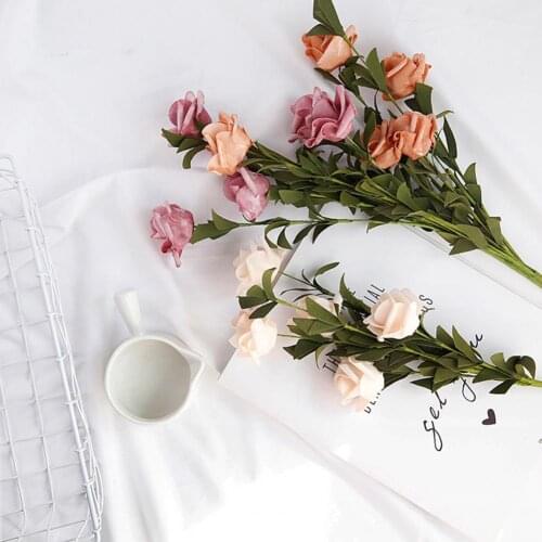 1 Bouquet Simulation Vintage Rose No Withering TPE European-style Decoration Take pictures background Simulation Flower for de