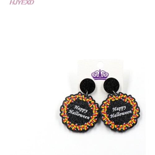 1pair/lot) ER1163-35mm Halloween Earrings Candy Garland Dangle Earrings Black Glitter Acrylic Earrings