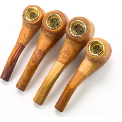 1PC Wooden Smoke Pipe Original Wood Grain Handmade Tobacco Pipe 9mm Filter Portable Smoking Tobacco Accessories Gift for Men