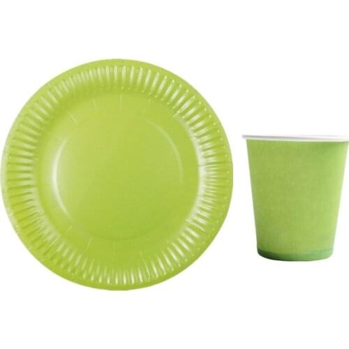 20pcs Green Solid Color Plates Cups Tablewares Sets Wedding Decorations Party Supplies Baby Shower Happy Birthday Party For Kids