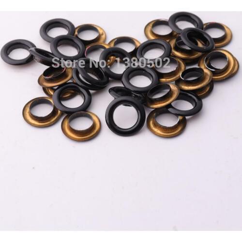 100pcs/lot black color 11*7*2mm metal garment Eyelets round shape Inner 7mm Shoes bag eyelets
