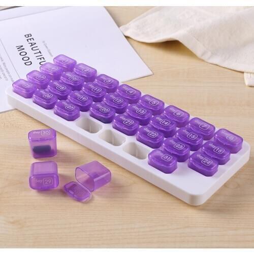 31 Grids Pill Box Case One Month Pill Medicine Dispenser Tablet Container Organizer Travel Pill Case Storage Box