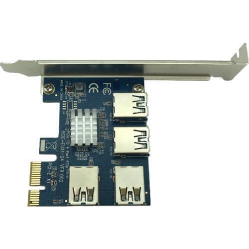 4 Ports USB 3.0 PCI-E Express 1X to 4X Converter Expansion Card Adapter PCIe X1 Riser Card For BTC Bitcoin Mining Machine