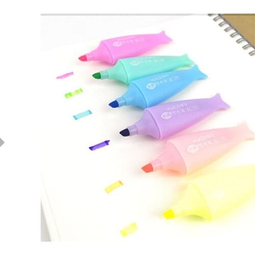 Cute Fish Color Highlighter Pen Set Fluorescent Marker Stationary Office School Supplies 6 Colors