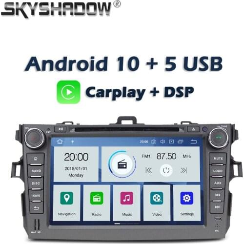 Carplay DSP PX6 IPS Android 10 4GB+64GB Car DVD Player Wifi GPS map RDS Radio Bluetooth For Toyota Corolla 2006 - 2009 2010 2011