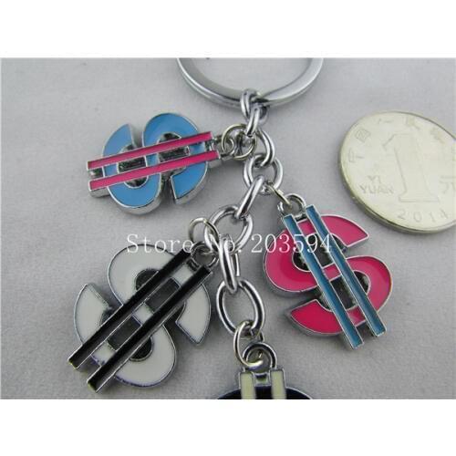 FGH111 ( 1Pcs Enamel Dollar sign Cartoon Keychain Male Womens Car couple Key Chain Key Ring For Christmas Gift