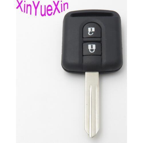 XinYueXin Remote Key Blank Shell Case for Nissan Pathfinder Navara 2button Replacement Enclosure Uncut Blade