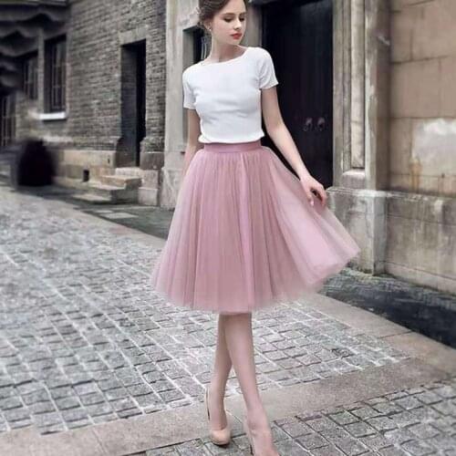 Girls Homecoming Tulle Skirt Pleated Quality 5 Layers Fashion Tutu Womens Lolita Petticoat Midi Skirt Jupe Saias faldas