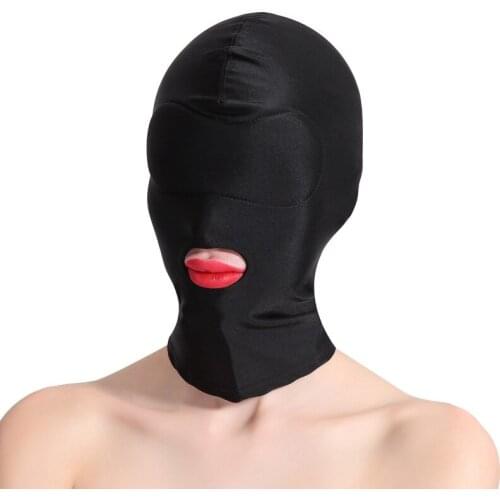 Adult Blindfold Sex Toys Full Head Bondage BDSM Hood Elastic Fabric Open Mouth Restraint Slave Mask Fetish Hoods Erotic Sex Shop