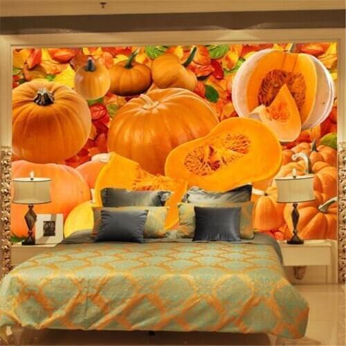 Custom Photo Wallpapers for Walls 3D Golden Pumpkin Wall Murals for Living Room Home Decor Restaurant Background Walls Papers