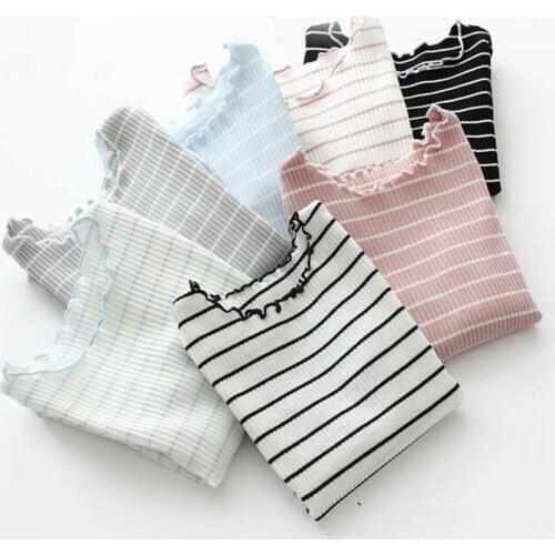 MERI AMMI Children Girl Fashion Clothing Tee T-shirt O-neck Full Sleeve Stripes For 2-7 Year Toddler Baby Girl J672