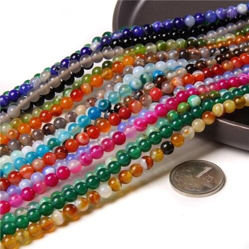 6mm Natural Agates Smooth Matte Striped Agates Round Loose Beads For Jewelry Making DIY Bracelet Necklace Accessories Handmade