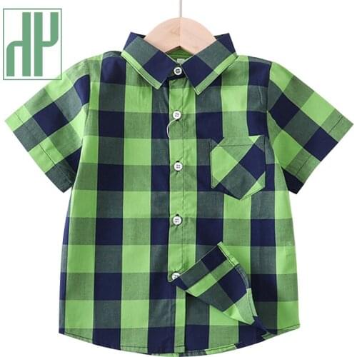 HH Summer Kids Shirts Baby Boy Fashion Short Sleeve Cotton Shirt Girls Casual Clothes Boys Gentleman Tops Childrens Clothing