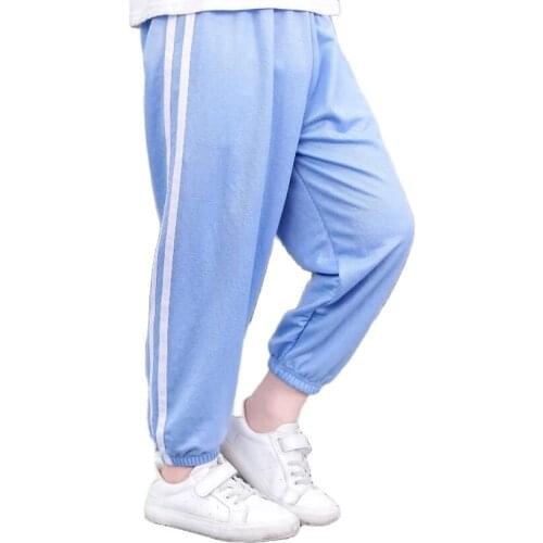 Summer cotton full lenth trousers for baby girls boys solid active pants 2-11T kids sport pants thin loosen style trousers pants