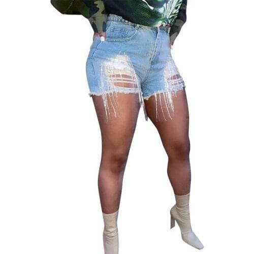 High Waist Denim Shorts Fashion Tassel Bodycon Shorts Jean Short Plus Size Jeans Summer Hot Pants Sexy Pants for Women Clubwear