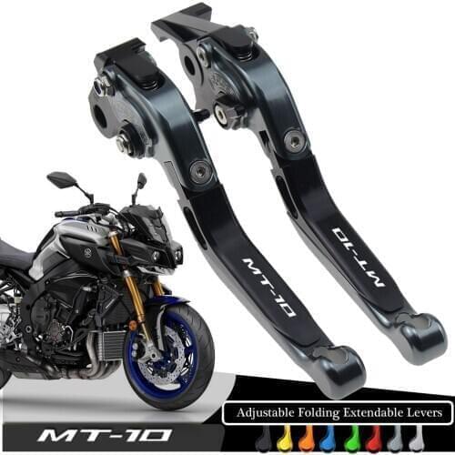 Logo MT-10 for YAMAHA MT-10 MT10 FZ-10 2016-2017 Motorcycle Folding Adjustable Folding Extendable Brake Clutch Lever 8 Colors