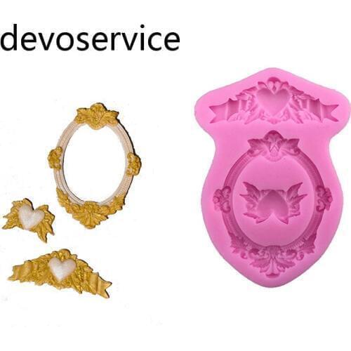 Love Heart Garland Frame Cake Border Decoration Silicone Molds Fondant Cake Decorating Tools DIY Chocolate Gumpaste Soap Moulds