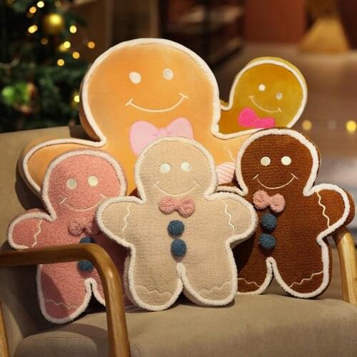 Cute Gingerbread Man Plush Toys Anime Plushies Pillow Cushion Stuffed Baby Appease Doll Xmas Gifts for Kids