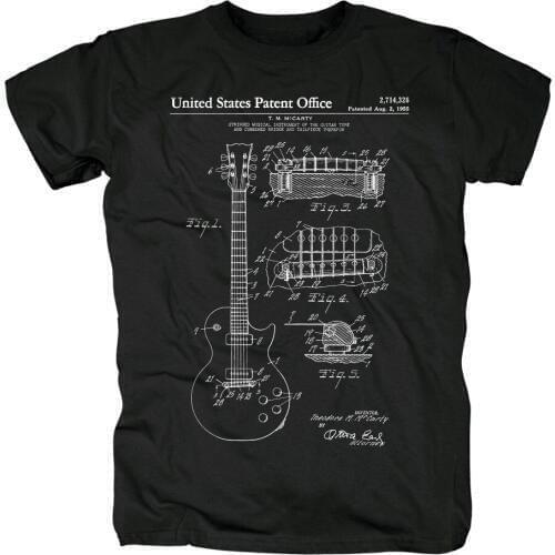Vintage illustration American Casual Guitar Rock Brand men shirt 3D camiseta Rocker Punk 100%Cotton Customize