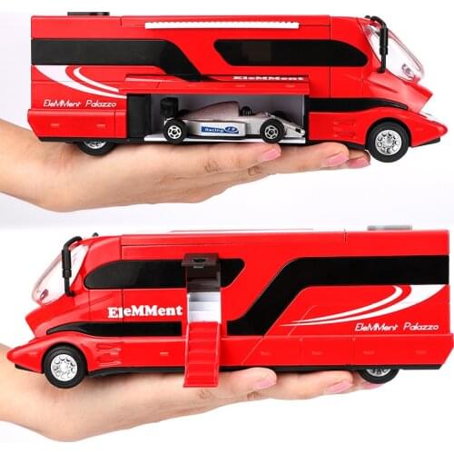 [New] 2 in 1 Light and Music Alloy Luxury RV car + Super car model Racing car sportscar house car toy kids child gift
