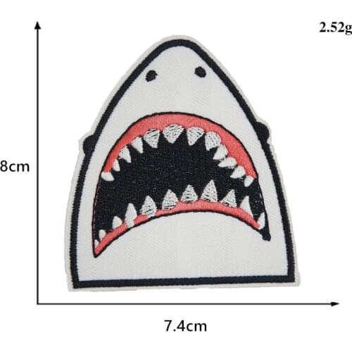 2021 New Shark Animal Patches for Clothes DIY Stripes Iron on Appliques Clothing Stickers Embroidery Badges for Backpack