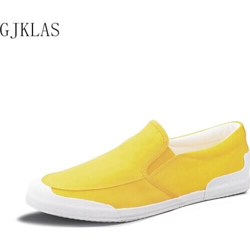 New Spring/Autumn Loafers Men Casual Canvas Shoes for Man Comfortable Breathable Walking Skate Sneakers Grey Yellow Men Shoes
