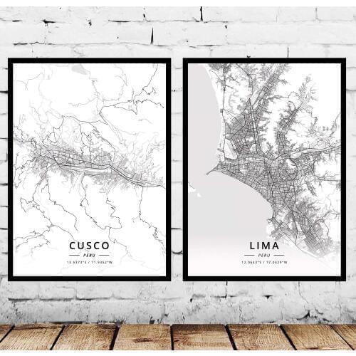 Cusco Lima Peru Map Poster