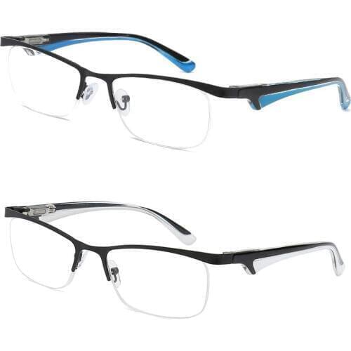 Half Frame Metal Reading Glasses Half Rim Lightweight Spring Hinge Crystal Clear Lenses Eyeglasses for Men Women Presbyopia MD48