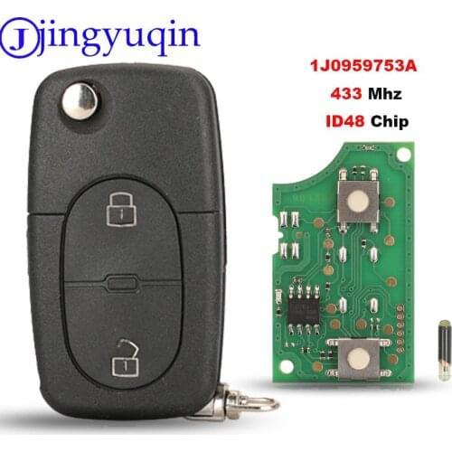 Jingyuqin ASK IJ0959753A With ID48 433MHZ Folding Flip Remote Key Case Shell Cover For VW