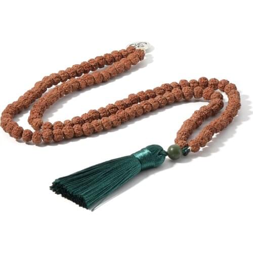 Showboho 108Mala Handmade Beaded Rudraksha Necklace Yoga Meditation Tassel Necklace for Men and Women