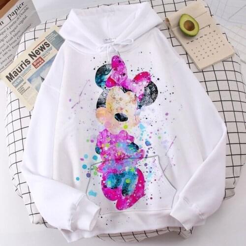 Disney Hoodie Mickey Minnie Mouse Sweatshirt Cartoon Top Long Sleeve Pocket Sweatshirt Fashion Pullover Oversized Men and Women