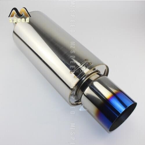 Universal accessories car modification exhaust pipe silencer 304 stainless steel direct exhaust pipe blue plated 114mm caliber