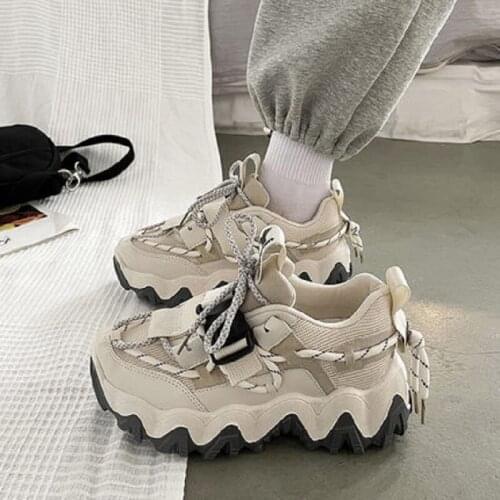 Spring And Autumn Fashion Students All-Match Lace-Up Platform Ladies Casual Sports Shoes Trendy Running Shoes Comfortable