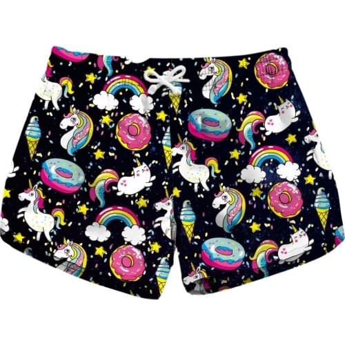 New Rainbow Horse Women Black Running Shorts 3 Patterns Grey Cat Print Blue Summer Trousers